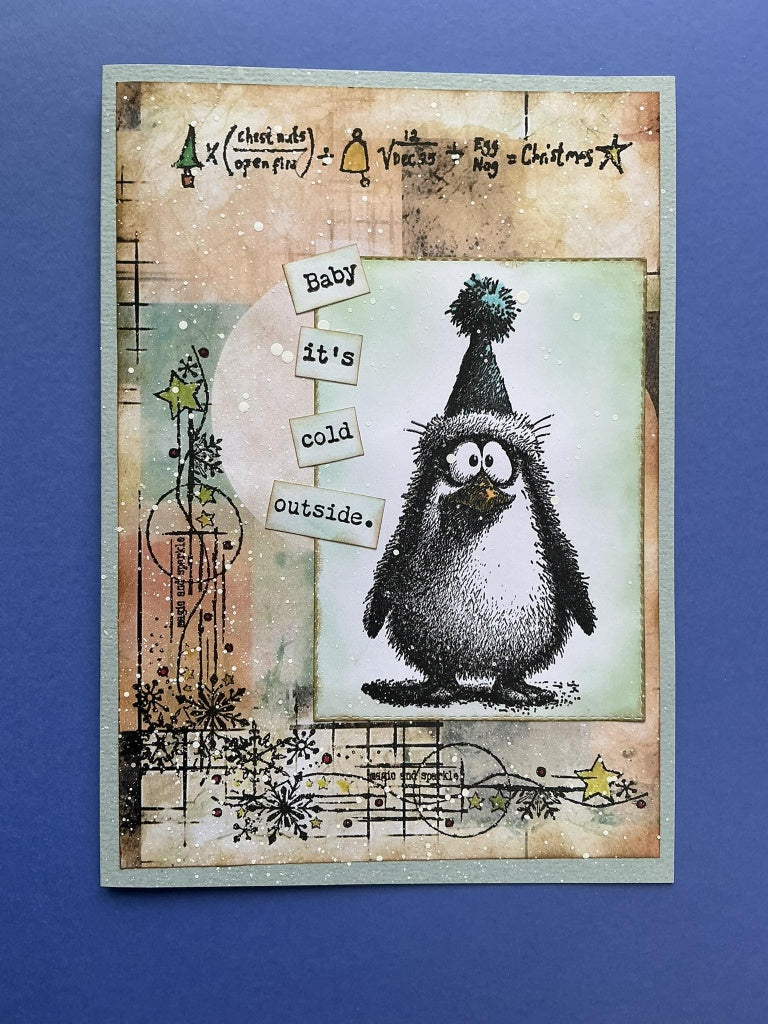 IndigoBlu - Cheery Penguin A6 Red Rubber Stamp - IND1579