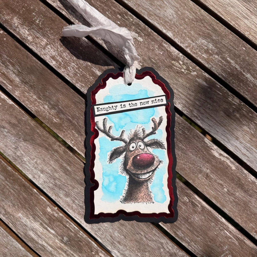 IndigoBlu - Cheery Reindeer A6 Red Rubber Stamp - IND1578