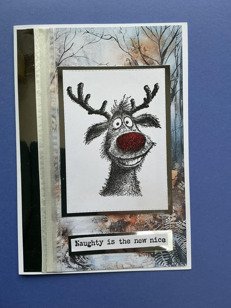 IndigoBlu - Cheery Reindeer A6 Red Rubber Stamp - IND1578
