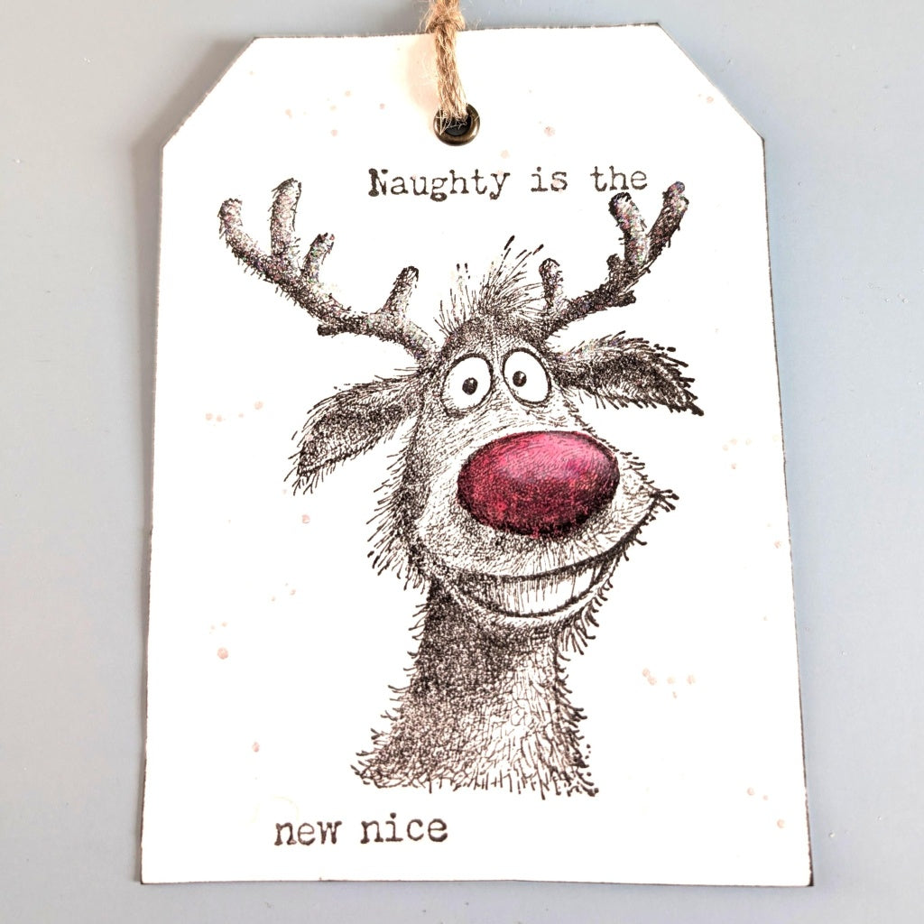 IndigoBlu - Cheery Reindeer A6 Red Rubber Stamp - IND1578