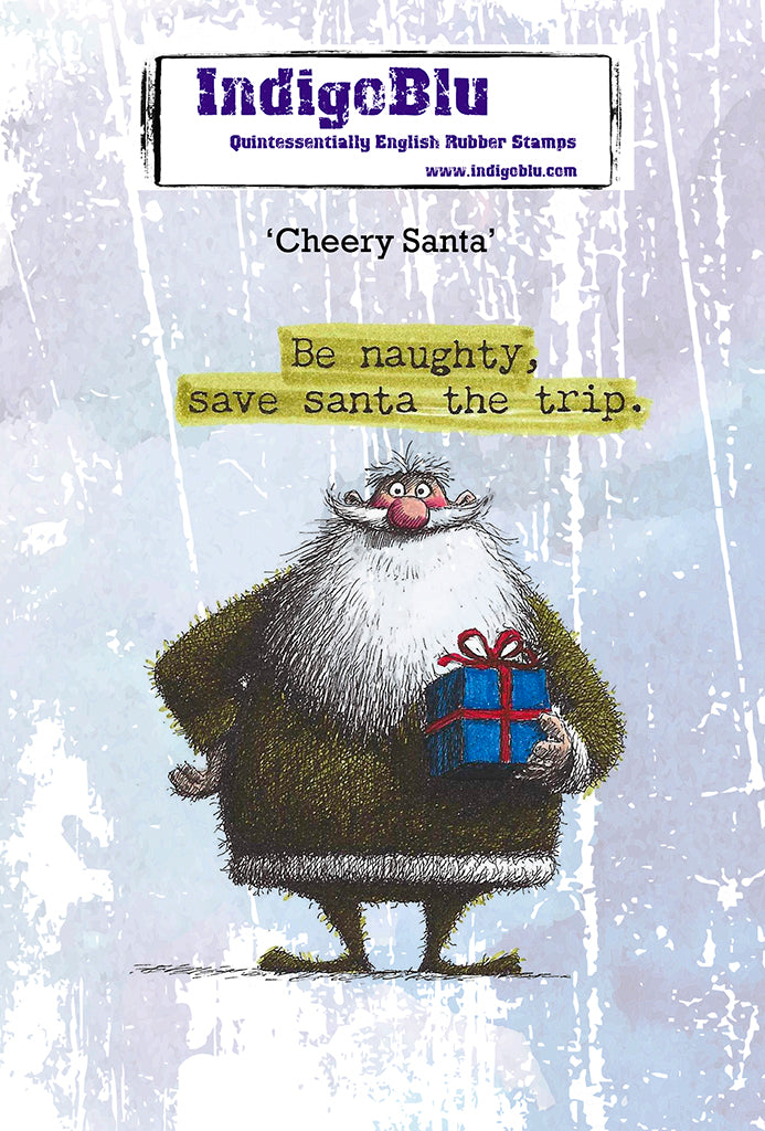 IndigoBlu - Cheery Santa A6 Red Rubber Stamp - IND1577