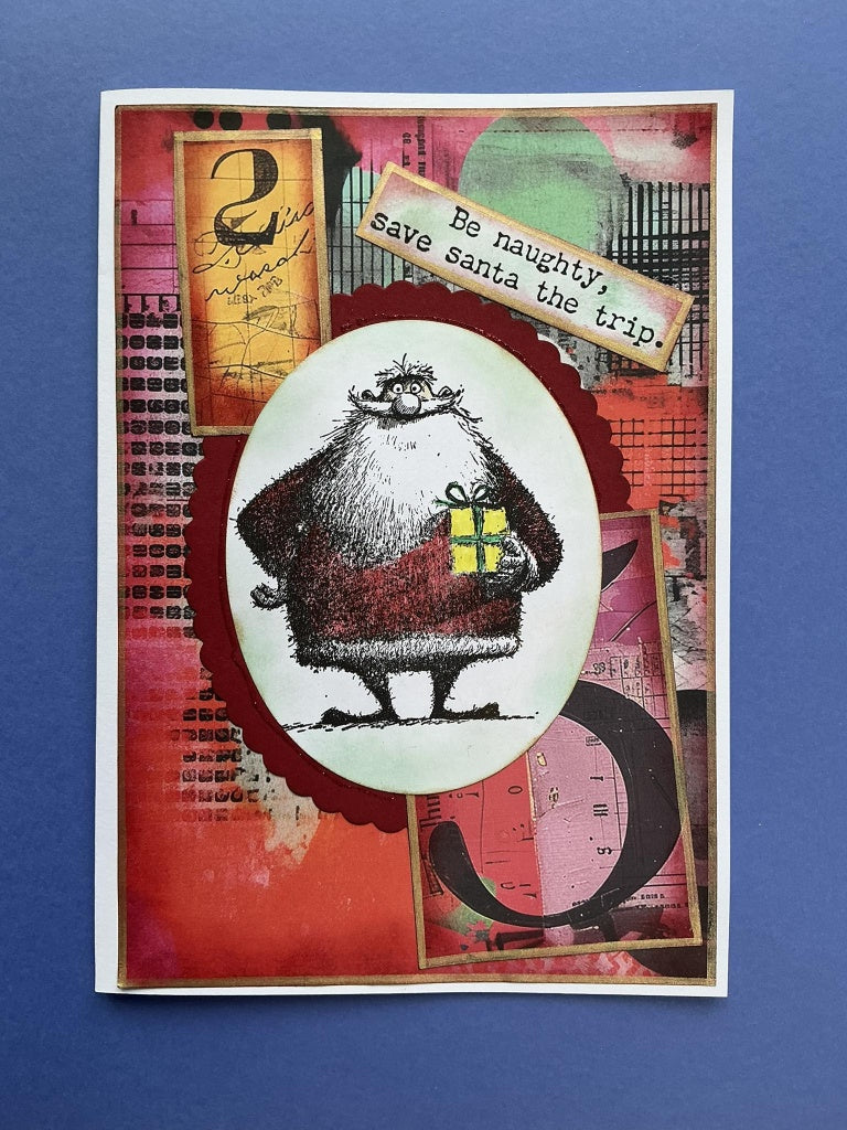 IndigoBlu - Cheery Santa A6 Red Rubber Stamp - IND1577
