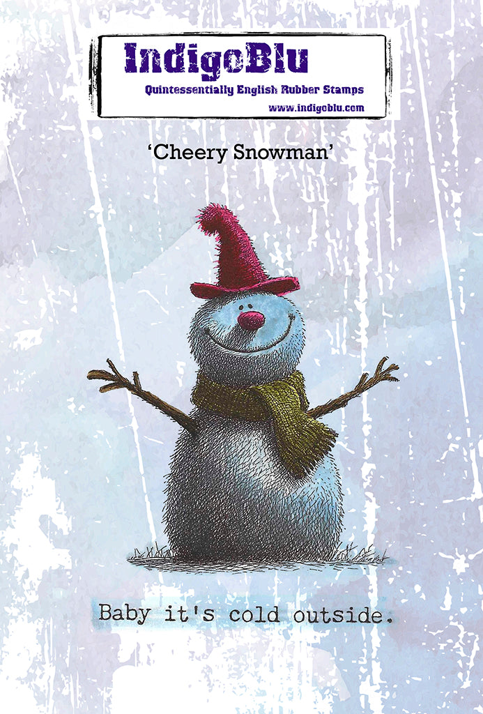 IndigoBlu - Cheery Snowman A6 Red Rubber Stamp - IND1576