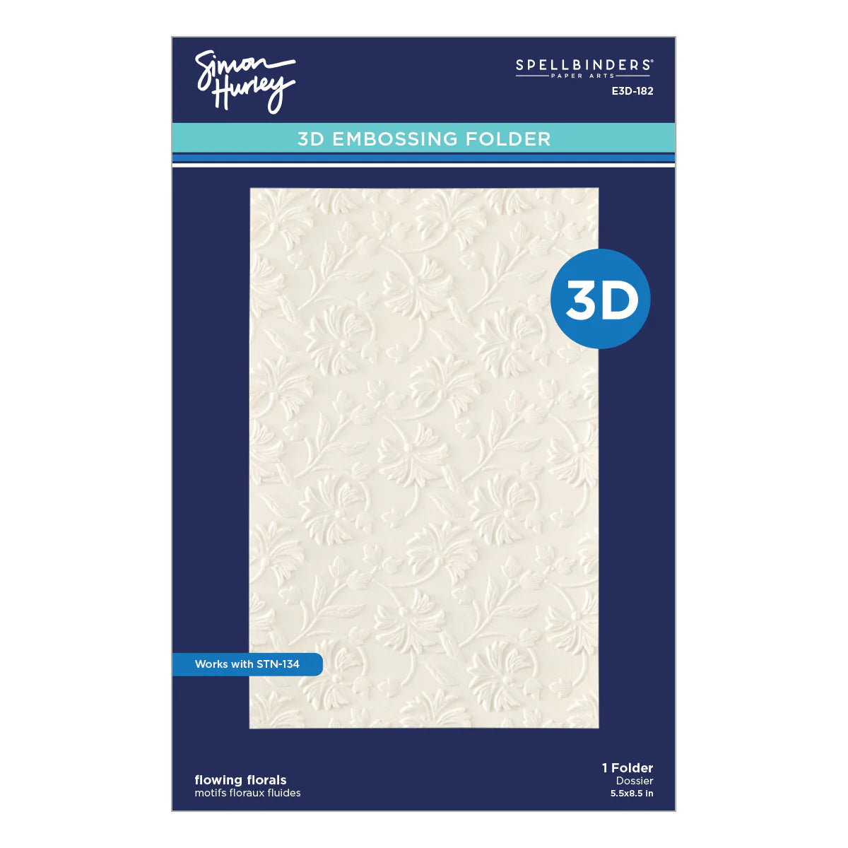 Spellbinders - Flowing Florals 3D Embossing Folder and Stencil Bundle by Simon Hurley - BD-1105