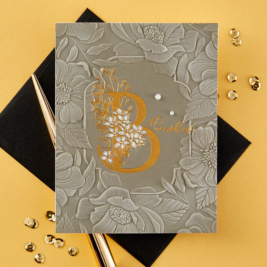 Floral B and Sentiment Press Plate from the Every Occasion Floral Alphabet Collection