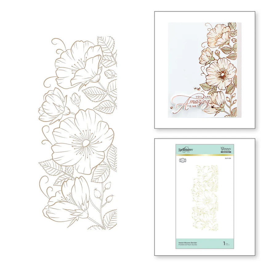 Sweet Blooms Border Glimmer Hot Foil Plate from Delicate Impressions Collection by Becca Feeken - GLP-234