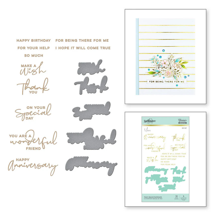 Yana's Special Sentiments Glimmer Hot Foil Plate & Die Set from Yana's Blooming Birthday Collection - GLP-247