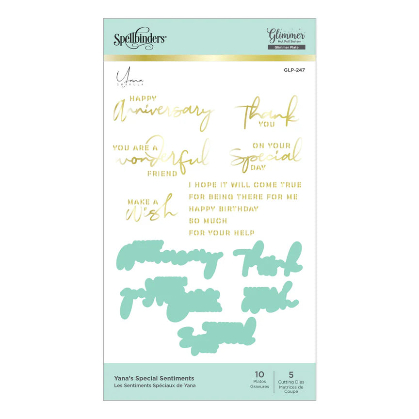 Yana's Special Sentiments Glimmer Hot Foil Plate & Die Set from Yana's Blooming Birthday Collection - GLP-247