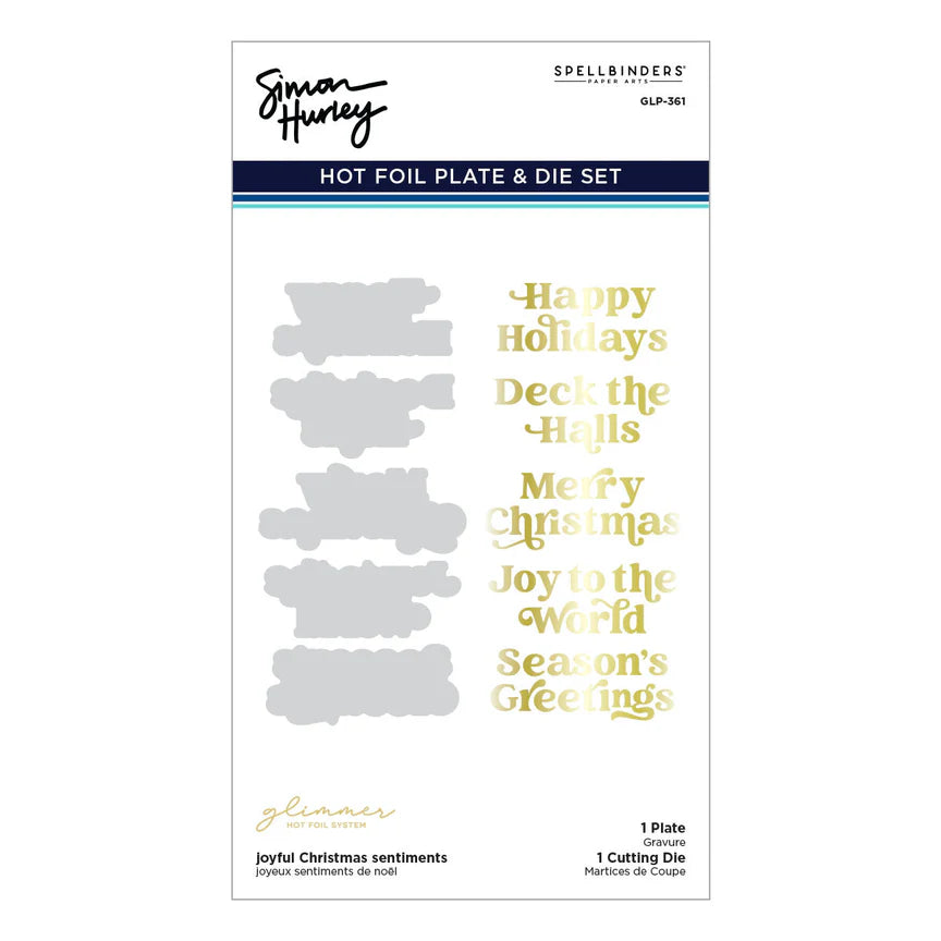 Joyful Christmas Sentiments Glimmer Hot Foil Plate & Die Set from Joyful Christmas Collection by Simon Hurley