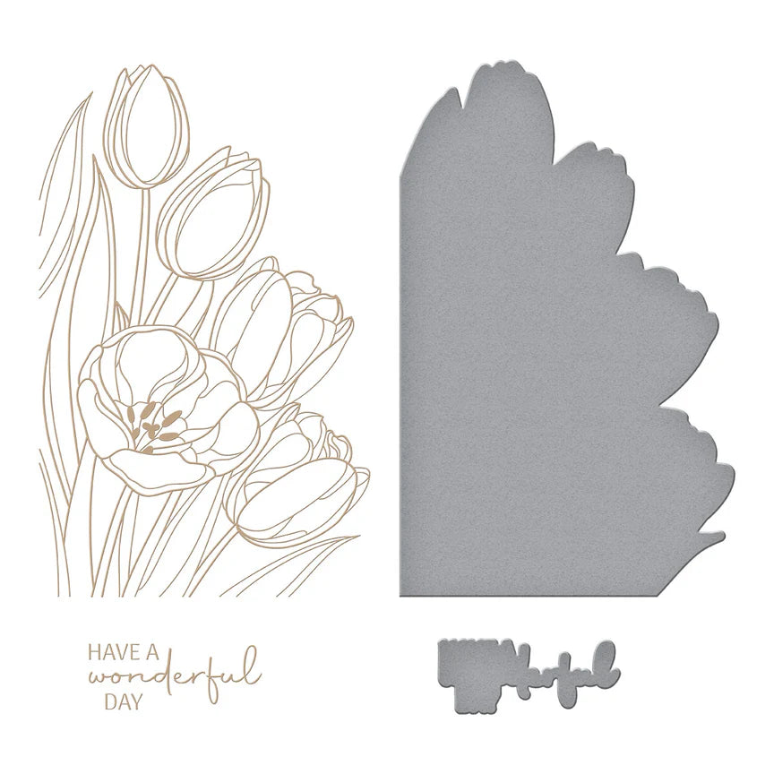 Wonderful Tulips Glimmer Hot Foil Plate & Die Set from the Four Petal Collection - GLP-377