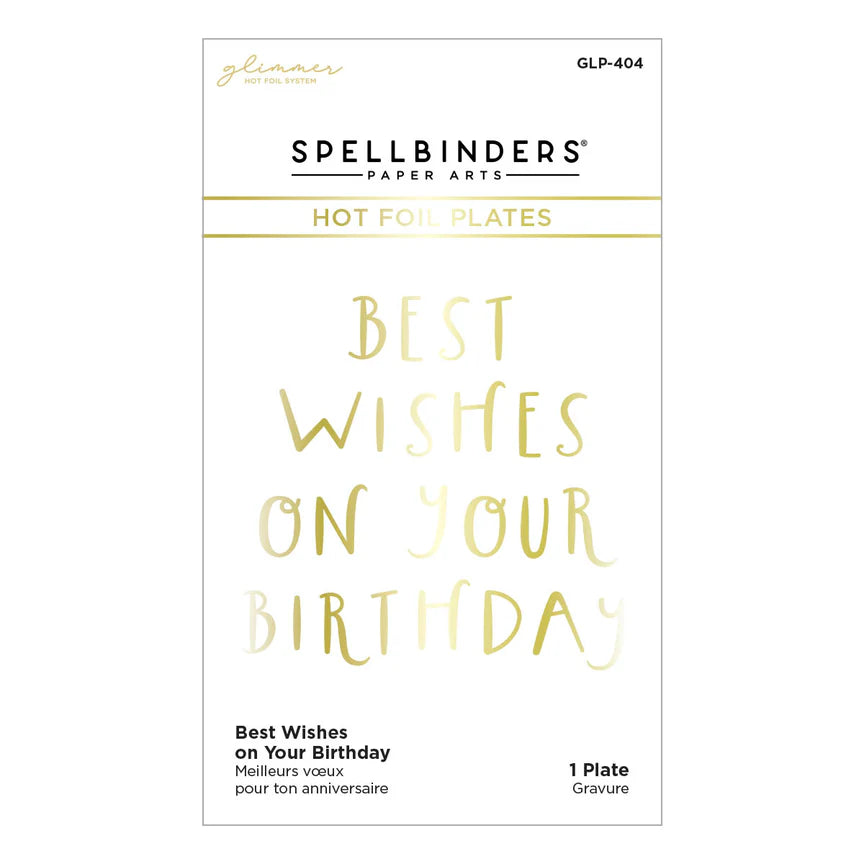 Best Wishes on Your Birthday Glimmer Hot Foil Plate from the Glimmer Cardfront Sentiments Collection - GLP-404