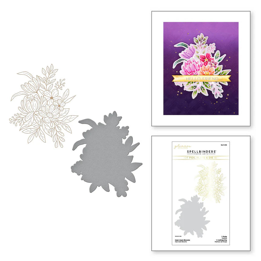 Hexi-Gem Blooms Glimmer Hot Foil Plate & Die Set from the Hexi-Gems Collection - GLP-409