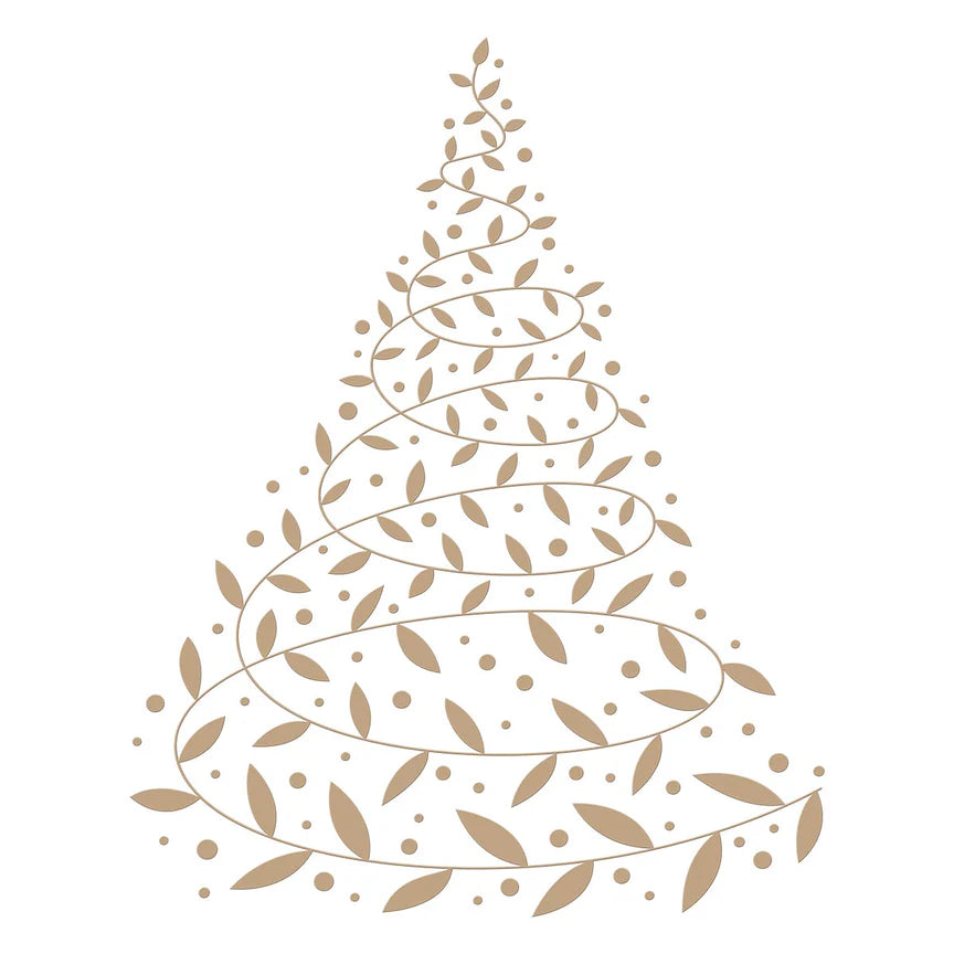 Swirling Foliage Tree Hot Foil Plate from the Glimmer for the Holidays Collection - GLP-414