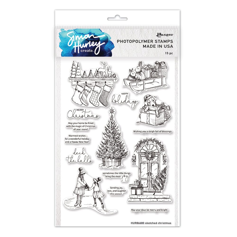 Simon Hurley create. Photopolymer Stamp Sketched Christmas- HUR86680