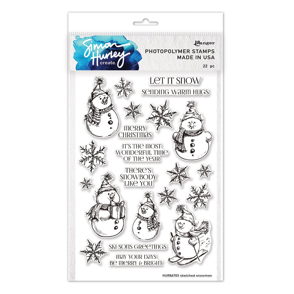 Simon Hurley create. Photopolymer Stamp Sketched Snowmen- HUR86703