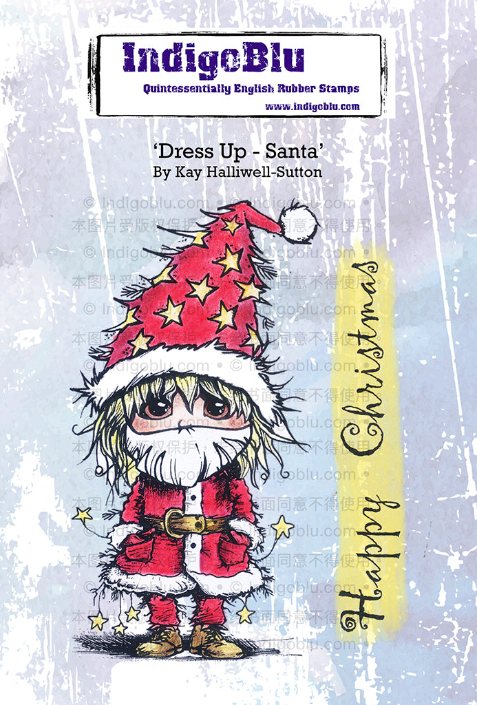 IndigoBlu - Dress Up - Santa A6 Red Rubber Stamp - IND1318