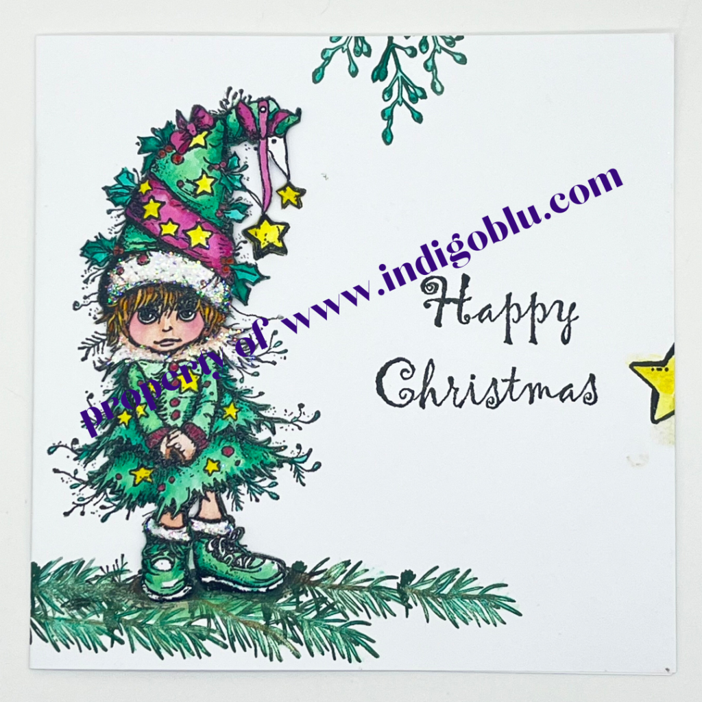 IndigoBlu - Dress Up - Christmas Tree A6 Red Rubber Stamp - IND1316