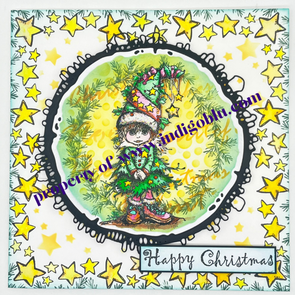 IndigoBlu - Dress Up - Christmas Tree A6 Red Rubber Stamp - IND1316