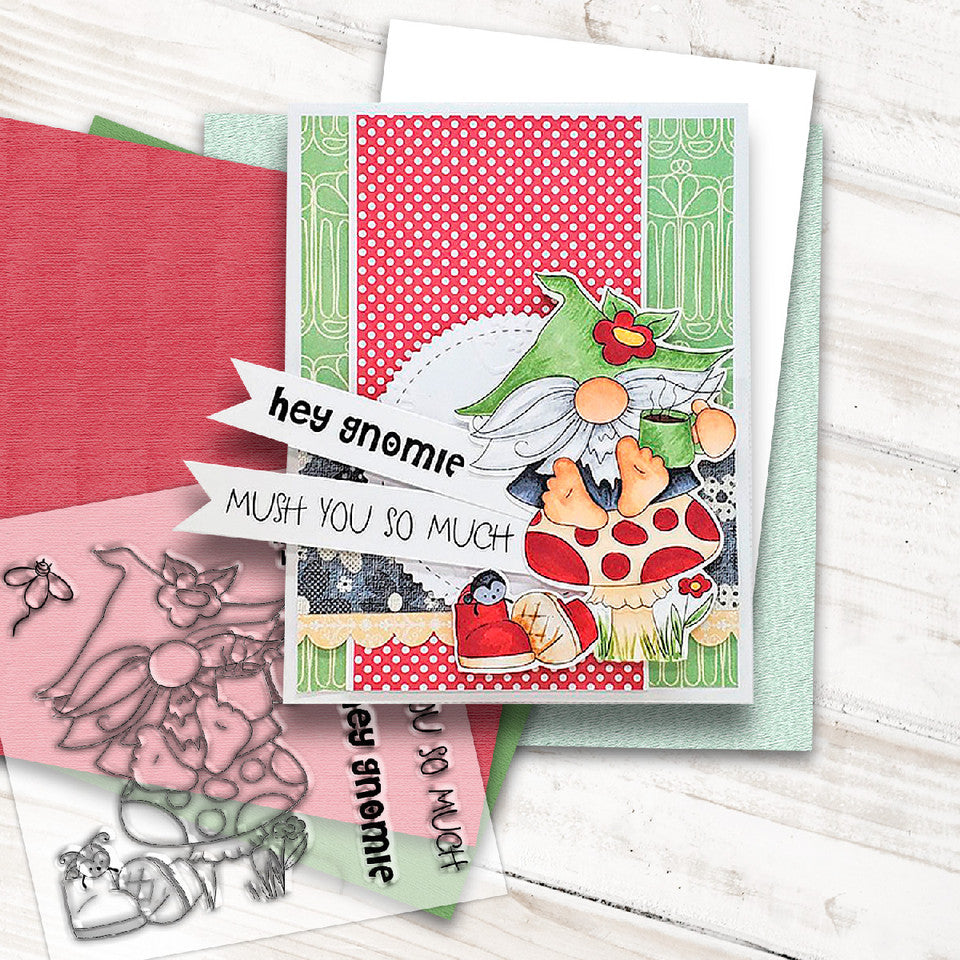 Gnome For Tea - 6 Clear Stamps - SKU: PD8070