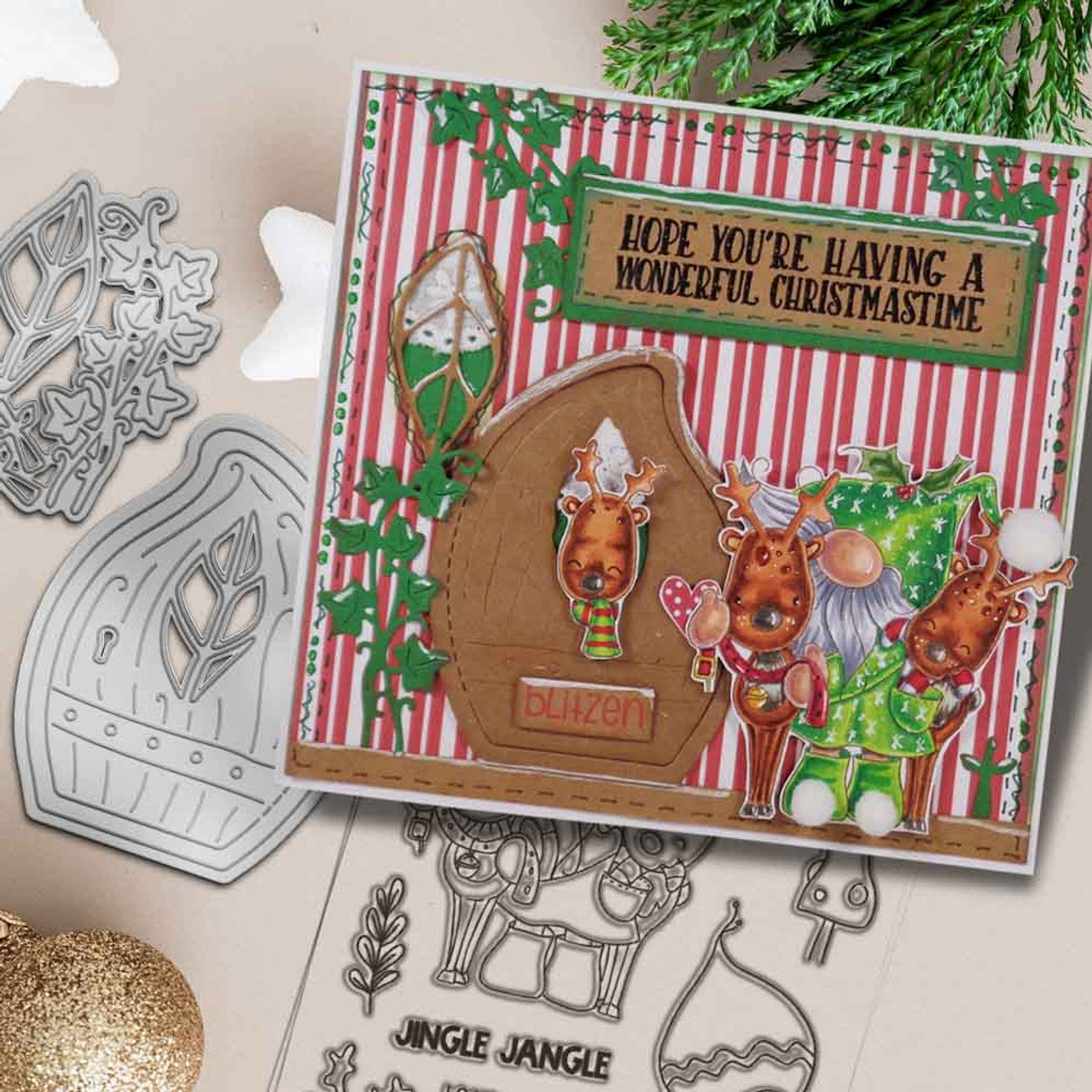 Gnome Lets Get Blitzen 4 x 6" Matchables Stamp set - PD8175