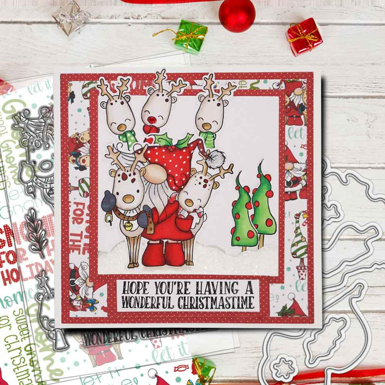 Gnome Lets Get Blitzen 4 x 6" Matchables Stamp set - PD8175