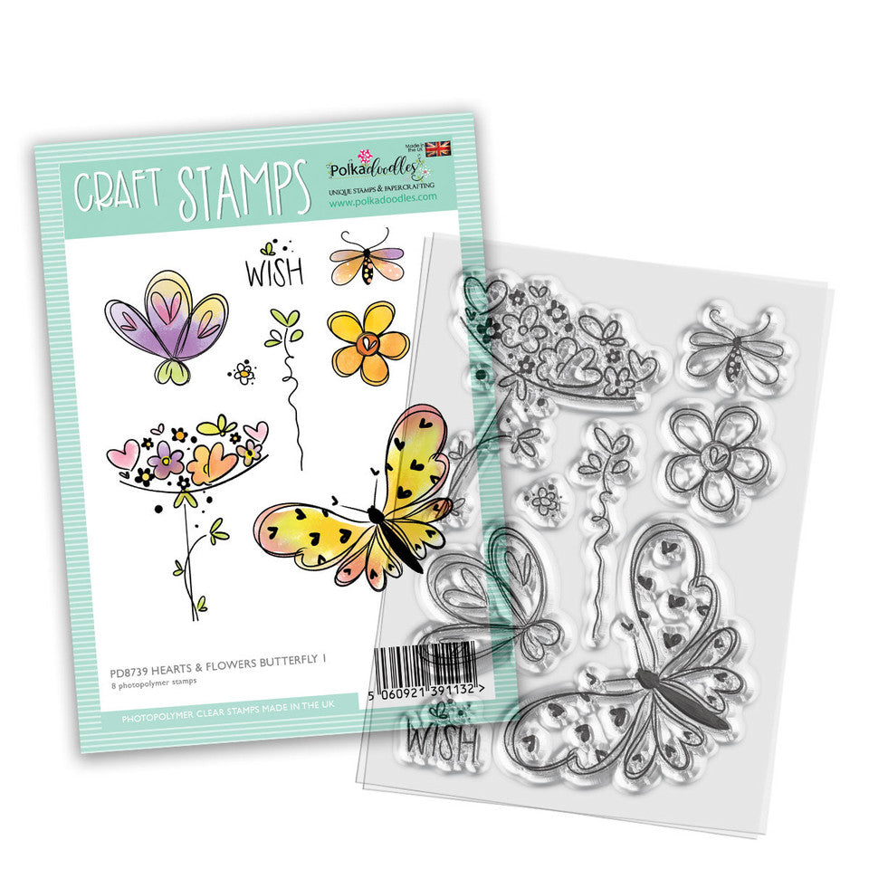 Hearts and Flowers Butterfly Stamp 1 - SKU: PD8739