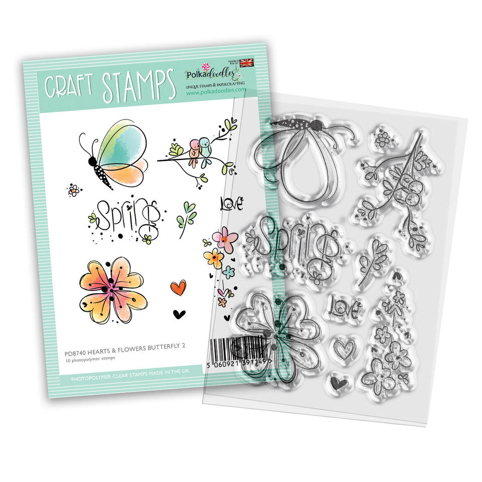 Hearts and Flowers Butterfly Stamp 2 - SKU: PD8740