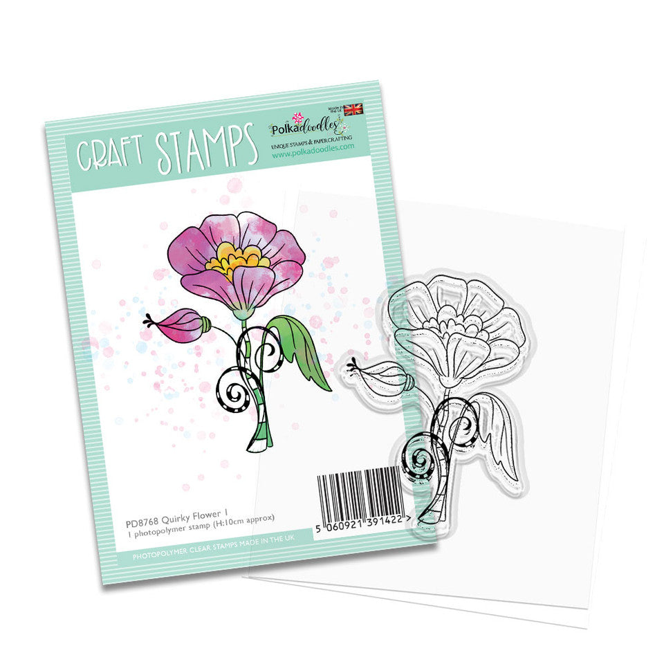 Quirky Flower clear craft card making stamp 1 - SKU: PD8768