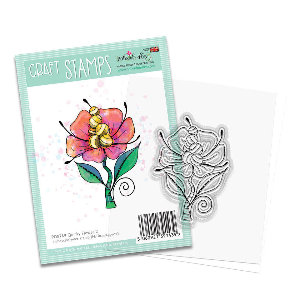 Quirky Flower clear craft card making stamp 2 - SKU: PD8769