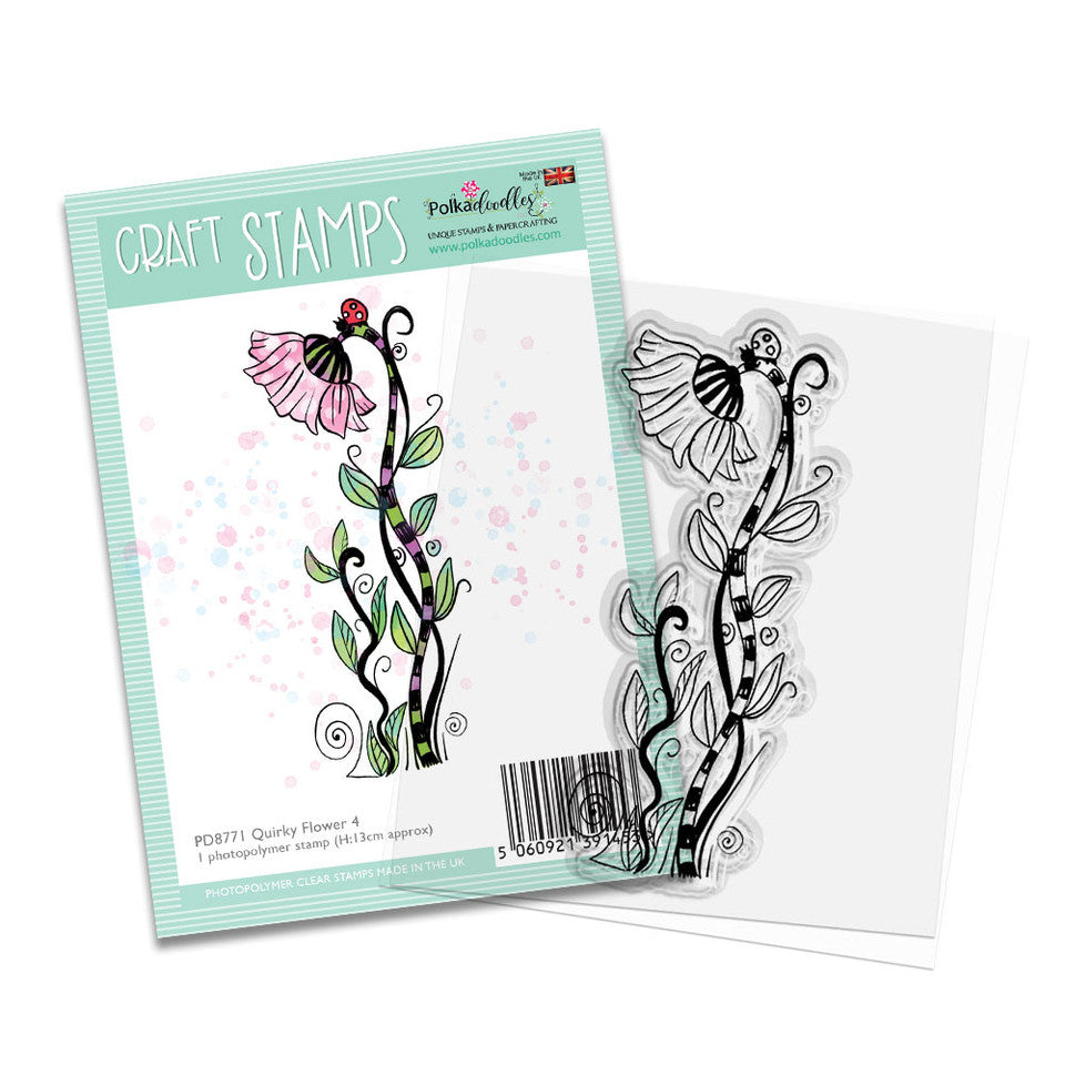 Quirky Flower clear craft card making stamp 4 - SKU: PD8771