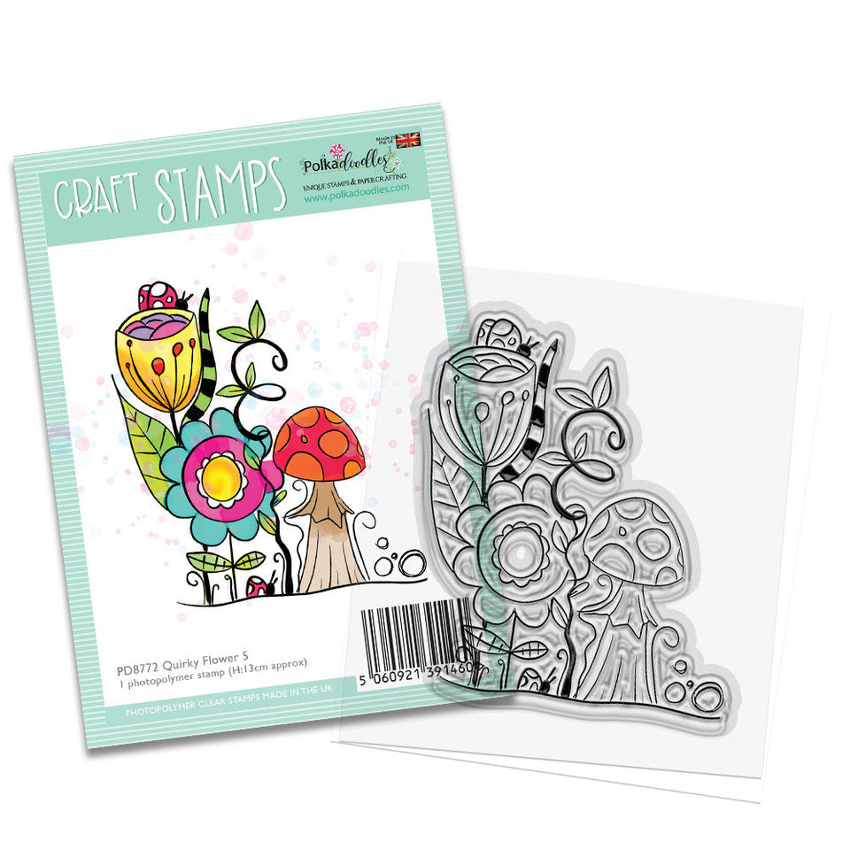 Quirky Flower clear craft card making stamp 5 - SKU: PD8772