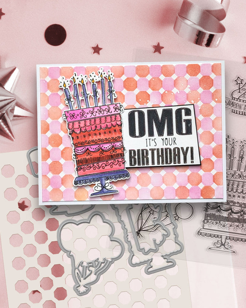 OMG Birthday Matchables photopolymer stamps A6/4x6"