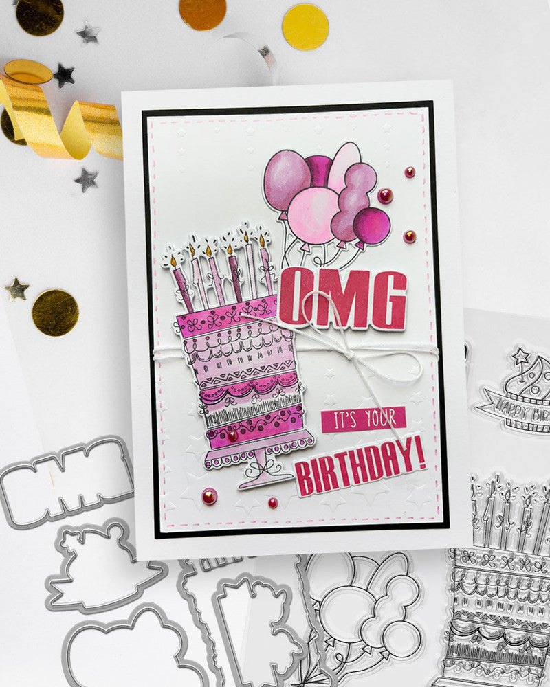 OMG Birthday Matchables photopolymer stamps A6/4x6"
