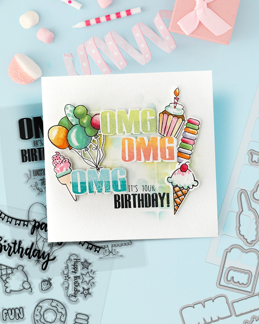 OMG Birthday Matchables photopolymer stamps A6/4x6"