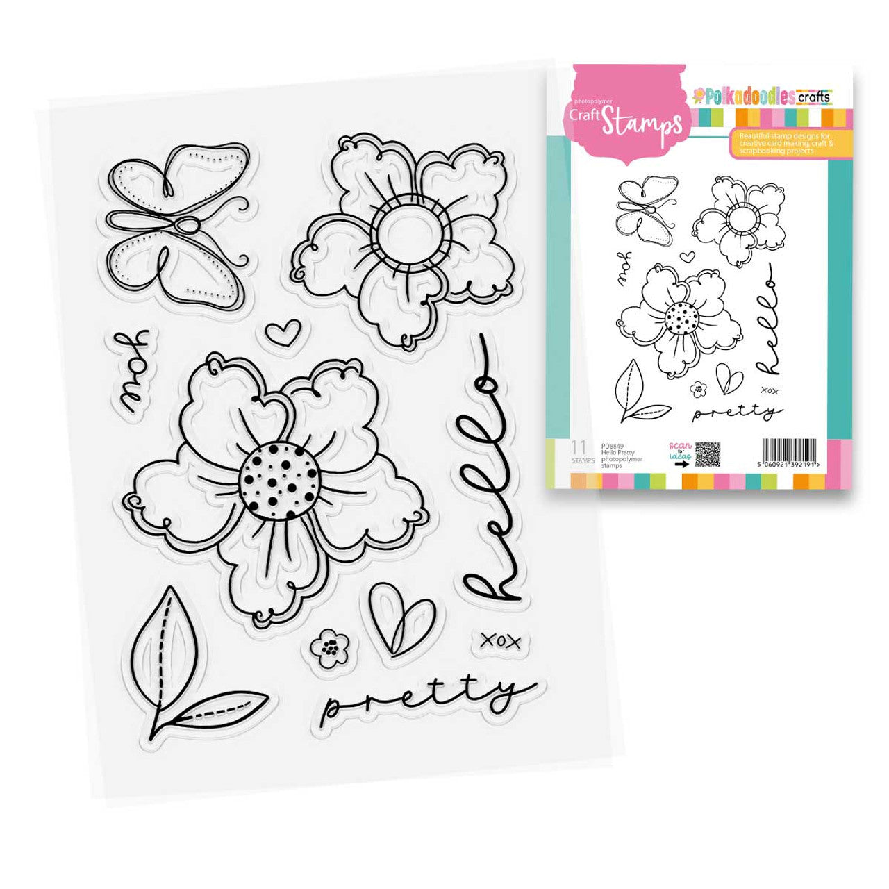 Hello Pretty Flowers - A6/4 x 6" stamps - Pretty Flowers - PD8849