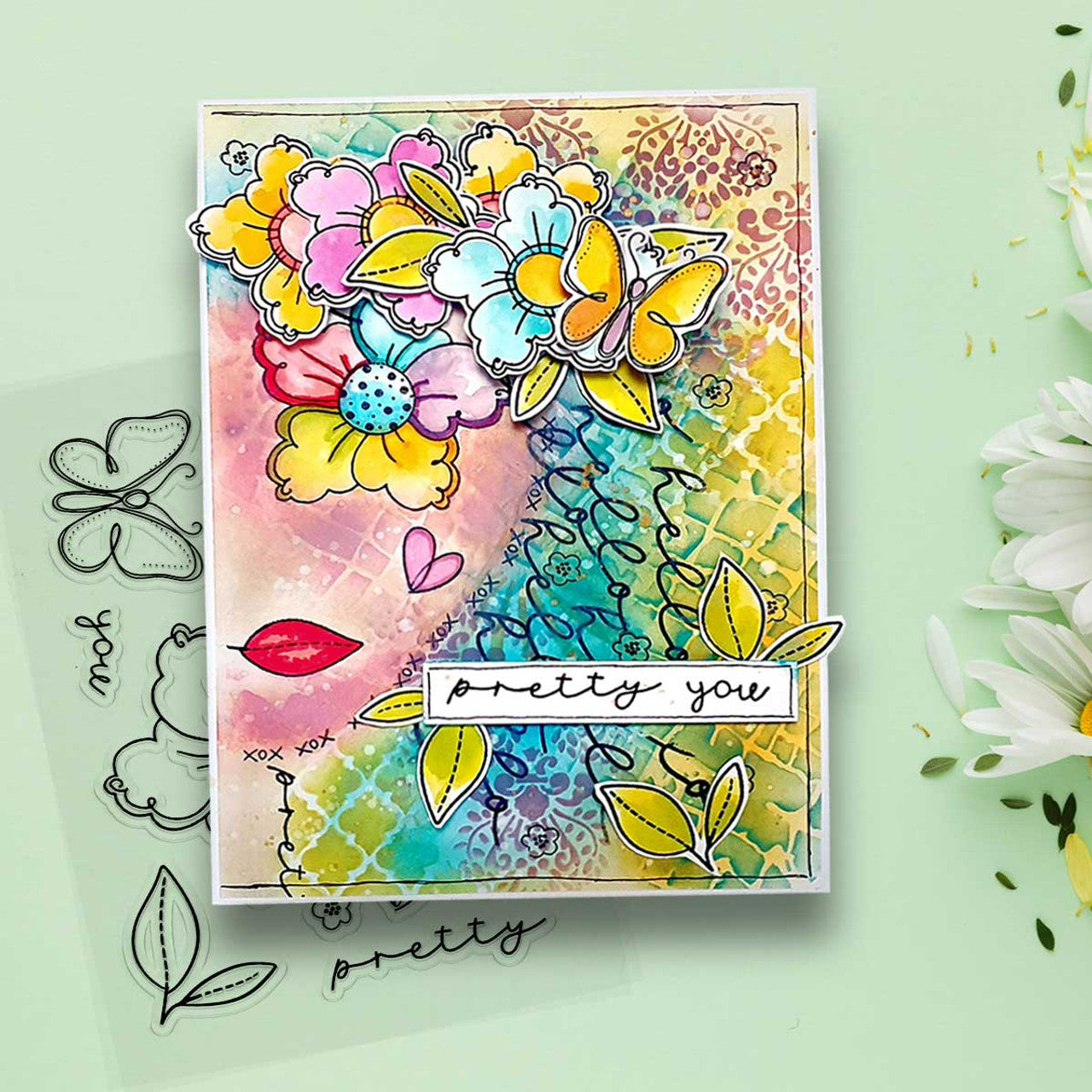 Hello Pretty Flowers - A6/4 x 6" stamps - Pretty Flowers - PD8849