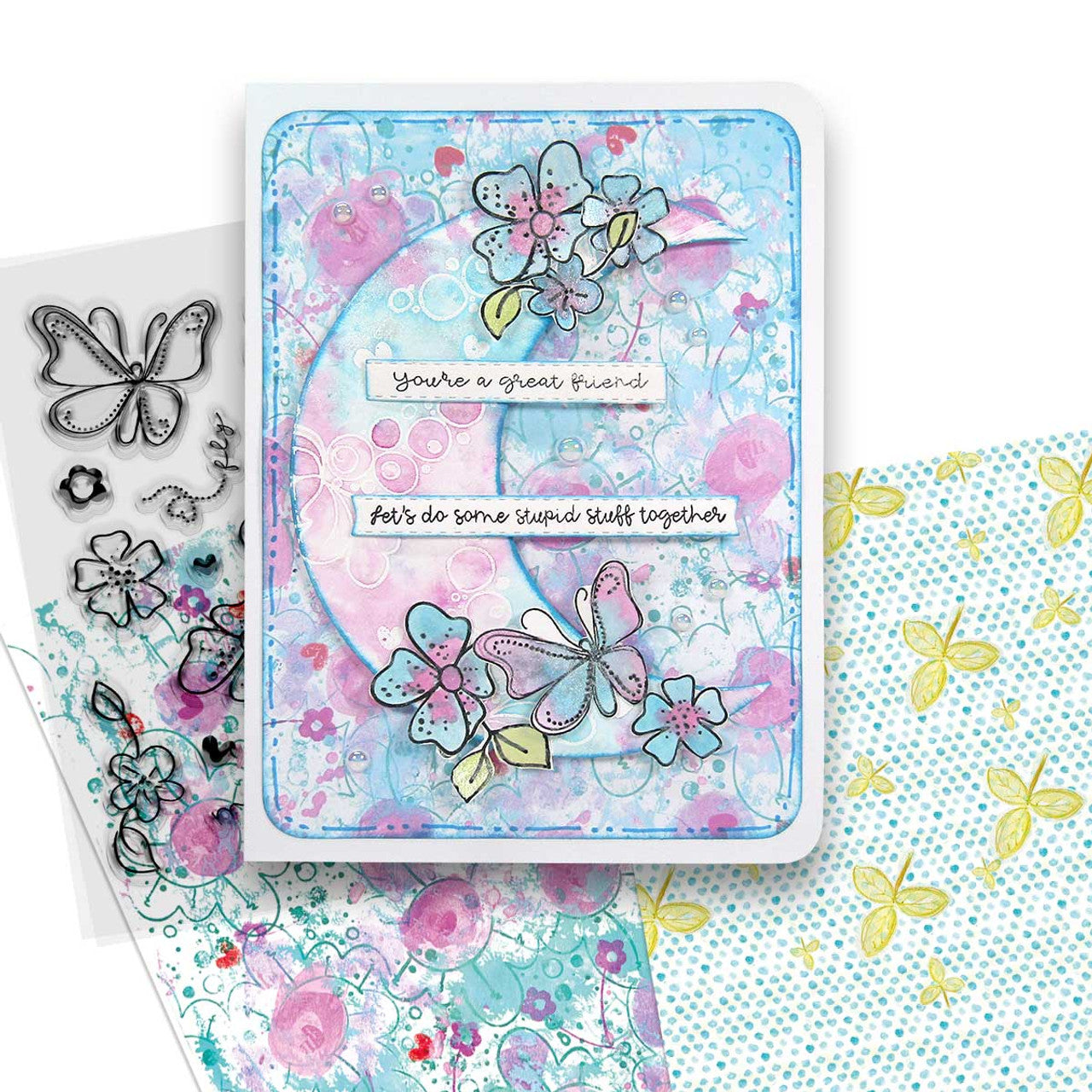 Friend in Bloom - A6/4 x 6" stamps - Pretty Flowers - PD8850