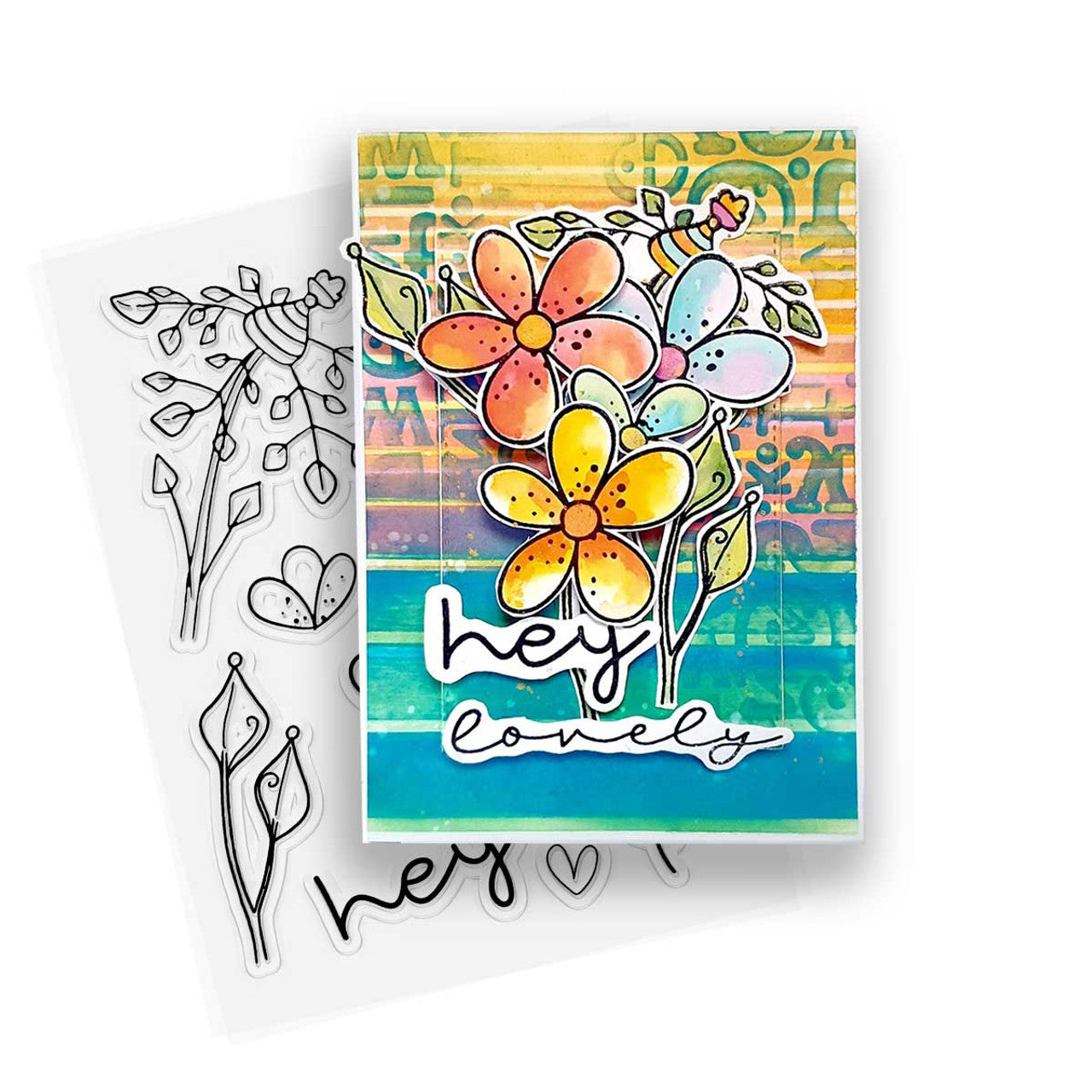 Hey Lovely - A6/4 x 6" stamps - Pretty Flowers - PD8851