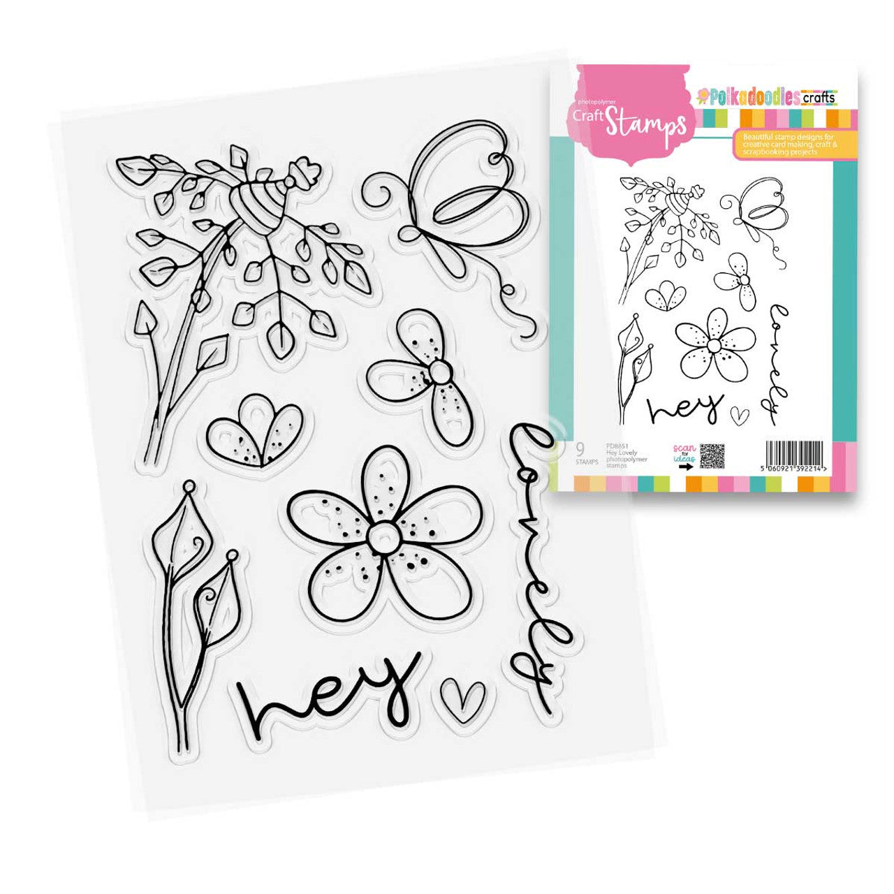 Hey Lovely - A6/4 x 6" stamps - Pretty Flowers - PD8851