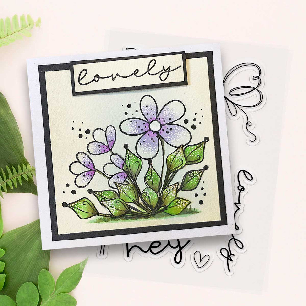 Hey Lovely - A6/4 x 6" stamps - Pretty Flowers - PD8851