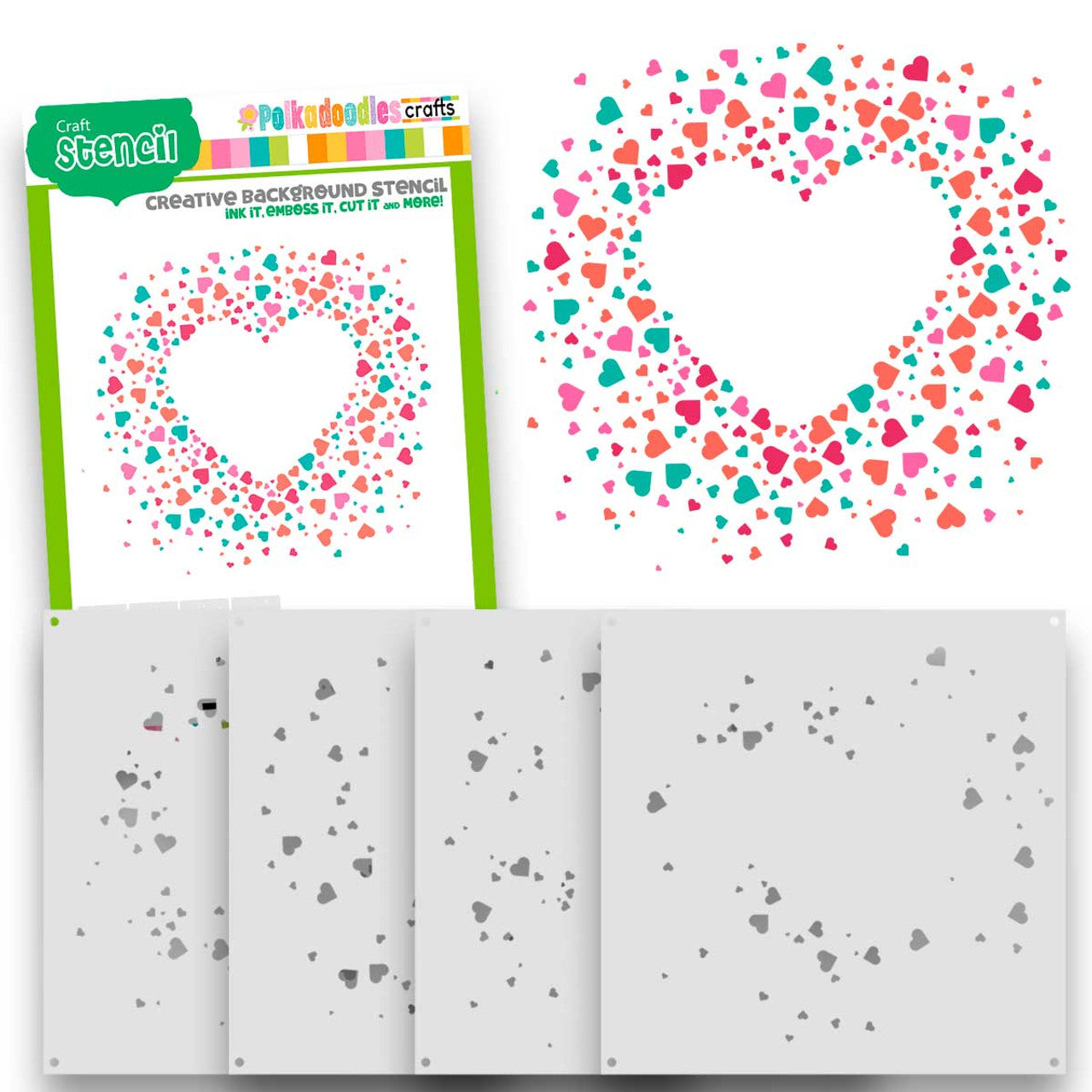 Tiny Hearts 6 x 6" Layering Stencils (4) - PD8865