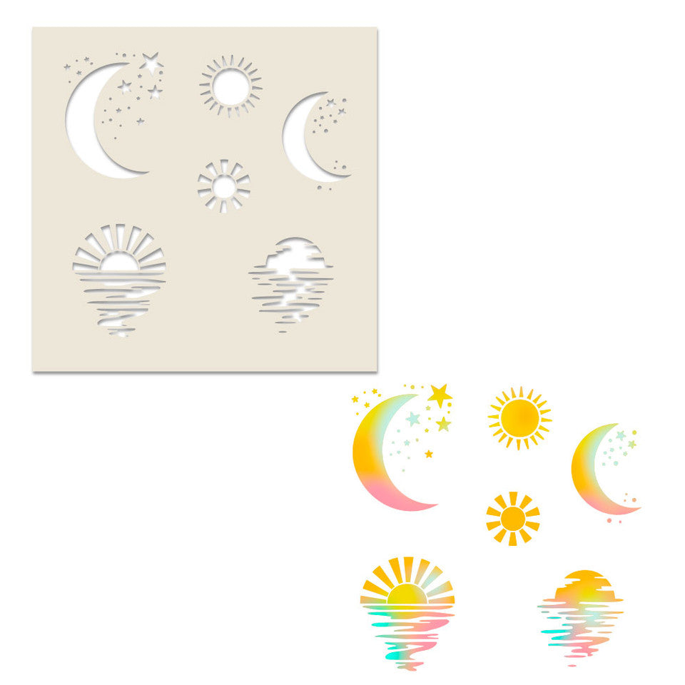 8x8" Sun and Moon Stencil