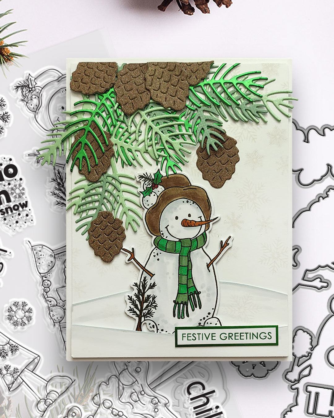 Ho Ho Ho Snowmen Christmas Holiday Stamp & Die Bundle