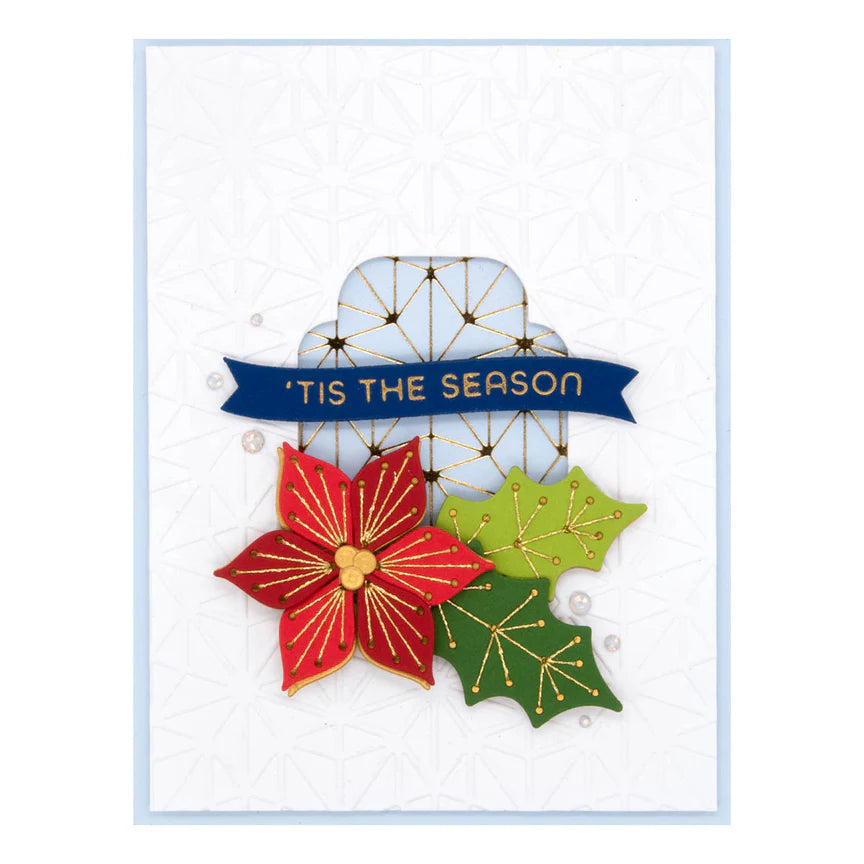 Stitched Poinsettia & Holly Etched Dies - Stitched for Christmas Collection