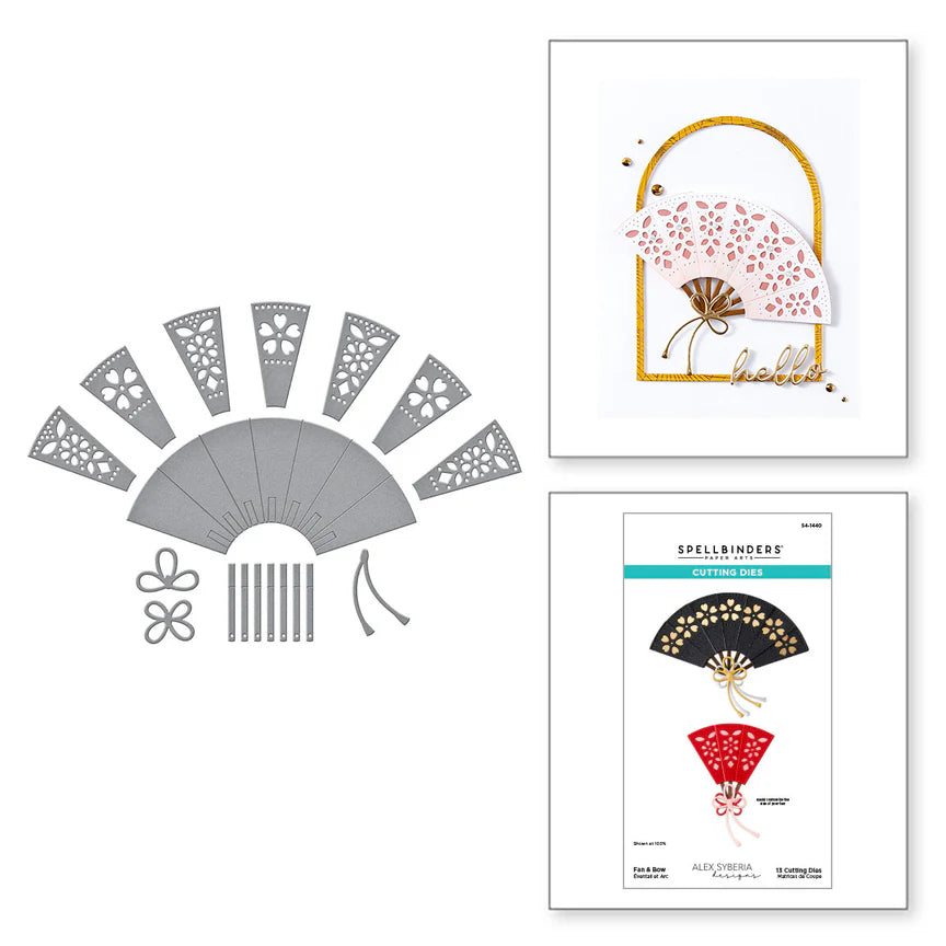 Fan & Bow Etched Dies from the Spring in Kyoto Collection by Alex Syberia Designs