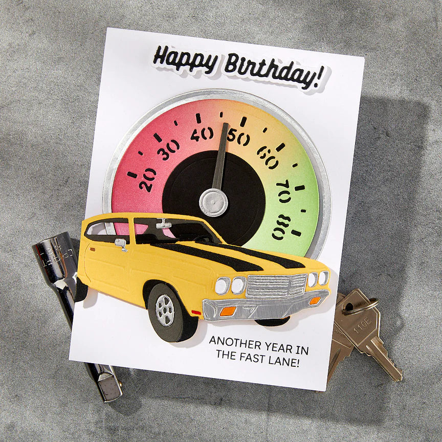 Muscle Car Etched Dies from the Classic Road Legends Collection by Mindy Eggen