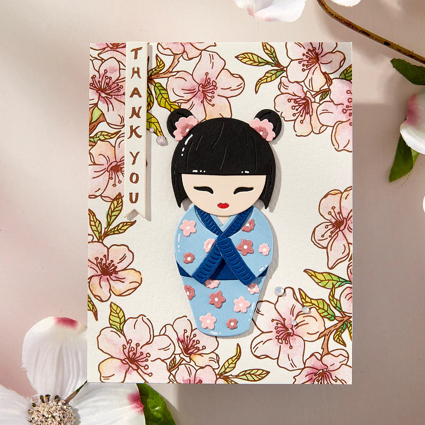 Kokeshi Dolls Etched Dies from the Spring in Kyoto Collection by Alex Syberia Designs
