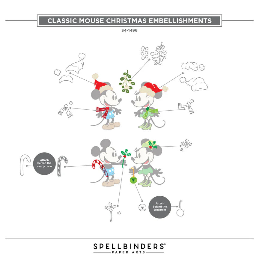 Classic Mouse Christmas Embellishments Etched Dies from the Say Cheese Classic Mouse Christmas Collection