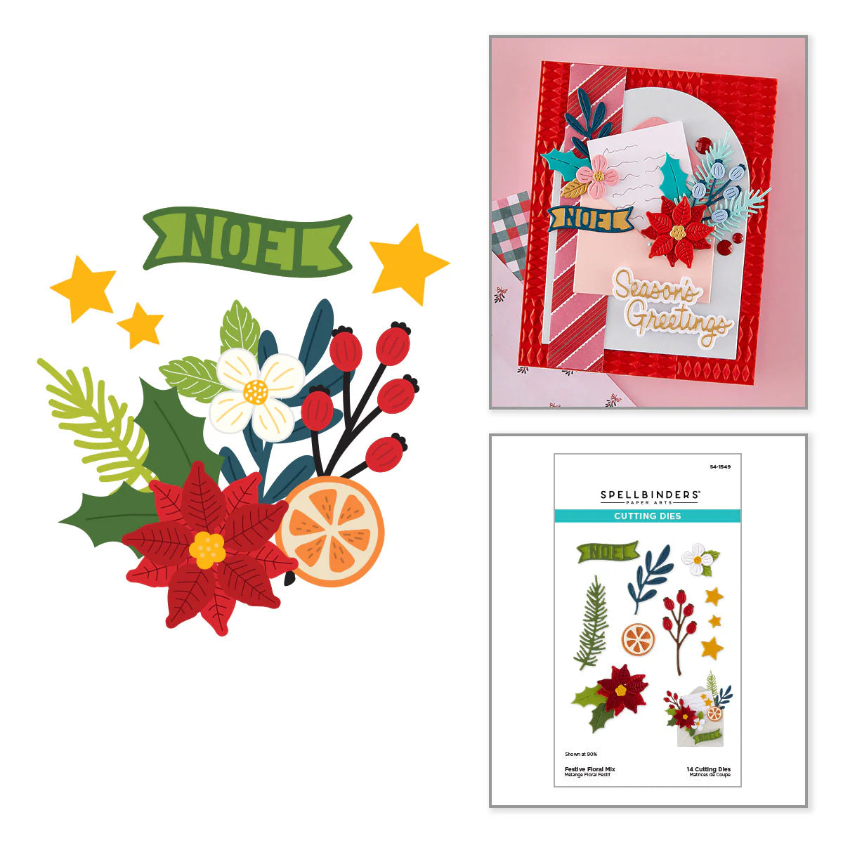 Spellbinders - Festive Floral Mix Etched Dies - S4-1549