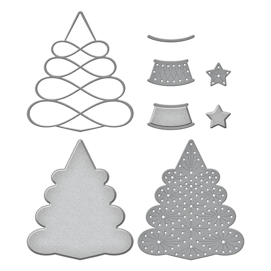 Stitched Christmas Tree Etched Dies - Stitched for Christmas Collection